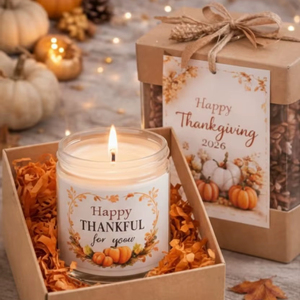 Personalized Thanksgiving & Christmas Eco-Friendly Handmade <b>Glass</b> <b>Jar</b> <b>Candle</b> Adding a Cozy and Elegant Touch to Your Home Decor - Product Image 3