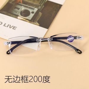 Frameless Reading Glasses +3.50 Anti Blue Light Unisex High Definition <b>Large</b> <b>Frame</b> For Seniors With Presbyopia - Product Image 2