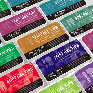 550 pièces boîte pleine demi-couverture à la mode ABS Non-courbe presse sur les <span class=keywords><strong>ongles</strong></span> longs Stiletto français motif carré pour les doigts - Product Image 1