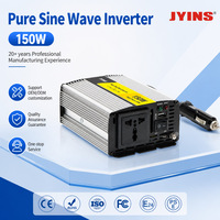 Convertisseur de courant à onde sinusoïdale pure 150W, entrée 12V DC, sortie 110V ou 220V AC, chargeur USB QC3.0 pour voiture, pour ordinateur portable en voyage