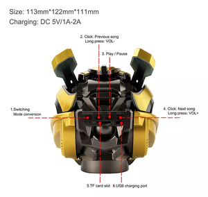 Haut-parleur Bluetooth sans fil en forme de <span class=keywords><strong>casque</strong></span> Transformers <span class=keywords><strong>Bumblebee</strong></span>, subwoofer, cadeau d'anniversaire original et très demandé pour les jeunes - Product Image 5