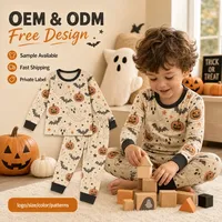 Pyjamas en bambou personnalisés pour enfants, ensemble doux pour enfants, respirant, imprimé, pyjamas en bambou pour enfants pour Halloween