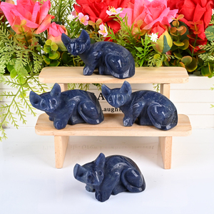 Vente en gros de sculptures d'animaux en cristal d'aventurine bleue, pierres précieuses naturelles sculptées pour la guérison, idéales pour les cadeaux - Product Image 4