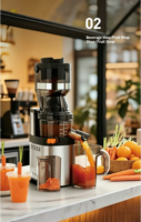 Professionele commerciële sapcentrifuge met automatische invoer voor hele vruchten, elektrische grote opening, langzame pers voor citroen en mango.