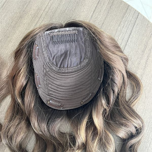 Yeni varış 16 inç kahverengi balayage renk 7*8 + 4*4 ipek taban avrupa işlenmemiş insan saçı toppers - Product Image 6