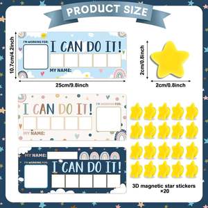 Tableau de récompenses magnétique en PVC pour enfants, design arc-en-ciel bohème, jetons étoiles, objectifs personnalisables pour la maison et la salle de classe - Product Image 2