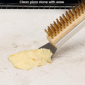 Brosse <span class=keywords><strong>à</strong></span> <span class=keywords><strong>pizza</strong></span> 21 ''avec grattoir en pierre en acier inoxydable-poils en laiton-manche en bois-anneau suspendu-accessoire de <span class=keywords><strong>four</strong></span> <span class=keywords><strong>à</strong></span> <span class=keywords><strong>pizza</strong></span> extérieur - Product Image 4