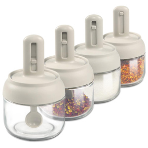 Contenants à condiments 2 en 1, salière, poivrière, <span class=keywords><strong>sucrier</strong></span> avec couvercle, bouteille à épices télescopique avec cuillère - Product Image 1