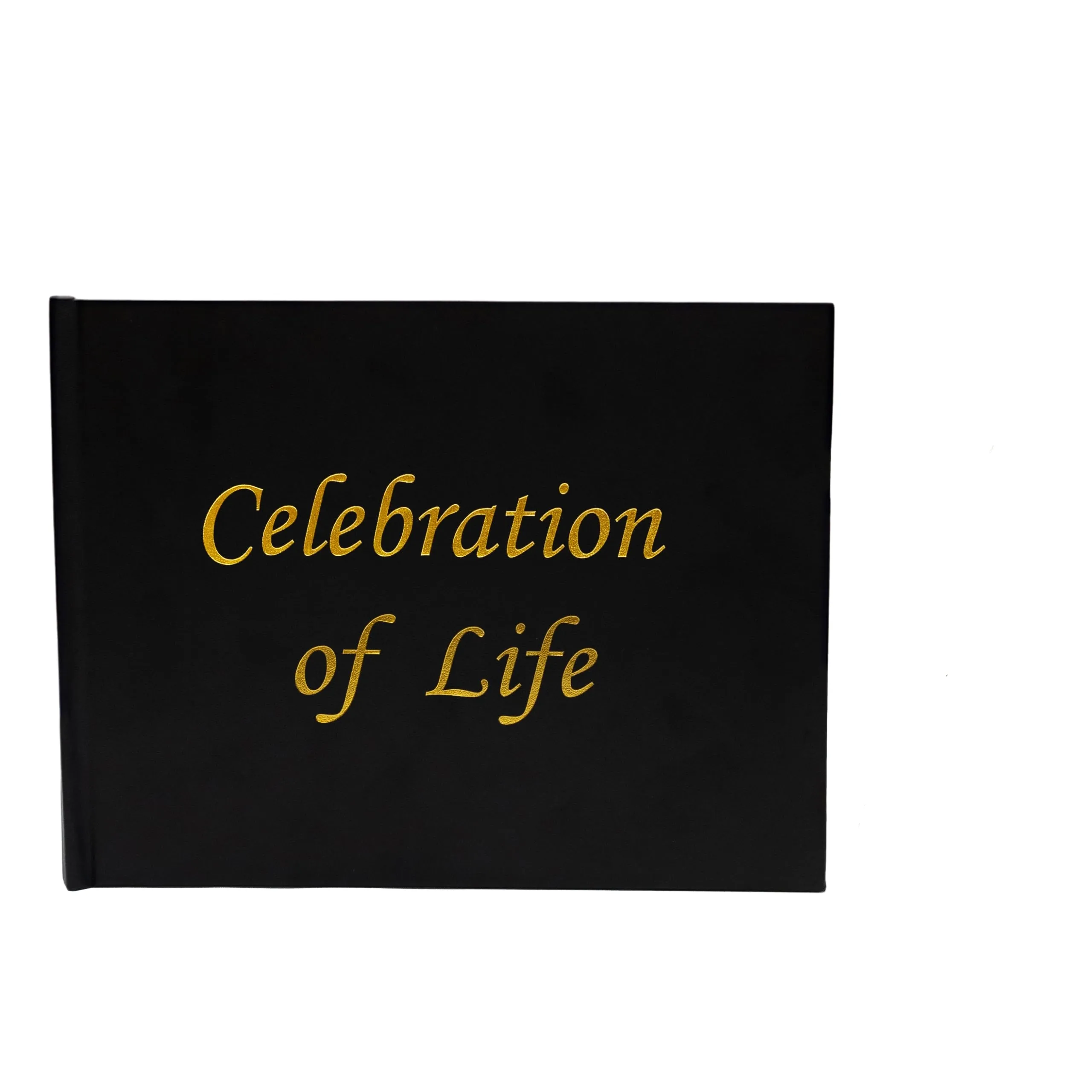 كتاب هدايا للزوار مخصص مطبوع بشكل رقيق من الجلد ومزين بنقوش ذهبية للاحتفال بالحياة