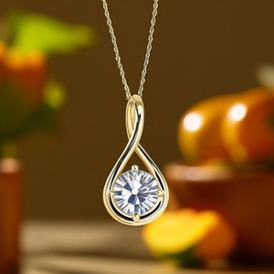 Collar con colgante de gota de agua dorada con circonita cúbica de corte brillante redondo, chapado en oro de 18 quilates, para uso diario de mujeres - Product Image 2