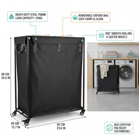 Chariot à linge pliable intelligent avec roulettes, grande capacité, structure en acier, pour la maison et l'hôtel, idéal pour l'organisation et le rangement.