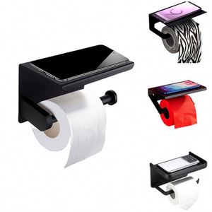 Porte-papier toilette mural en acier inoxydable 304 noir, support pour téléphone portable, pour cuisine et salle de bain, écologique - Product Image 1