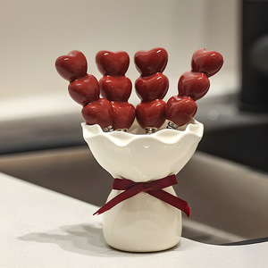 Tái Sử Dụng Hình Trái Tim Trái Cây Dĩa Món Tráng Miệng Salad Dĩa Thép Không Gỉ Ngã Ba Bộ Với Gốm Giữ Bó Hoa Cho Món Quà Bên - Product Image 4