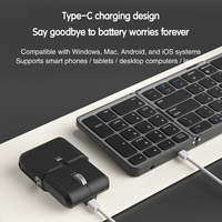 Ensemble clavier et souris sans fil pliable ultra-fin pleine taille, clavier silencieux avec pavé numérique pour ordinateur portable et bureau