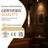Ampoule LED à filament en verre fumé ST164 7W E26 350LM 2200K Blanc chaud Vintage Edison pour hôtel, villa, CE UL FCC