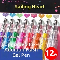 Stylos gel pailletés esthétiques 12 couleurs, marqueurs pastel scintillants, pack de papeterie pour scrapbooking, bricolage et cartes cadeaux