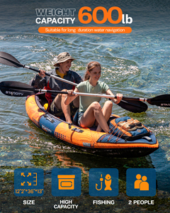 Dropshipping 12.2 Ft Inflatable Canoe Oxford Kayak Fishing 2 Person With Handles and Seats SC15 Thickened Wear-resistant Materia - Product Image 3