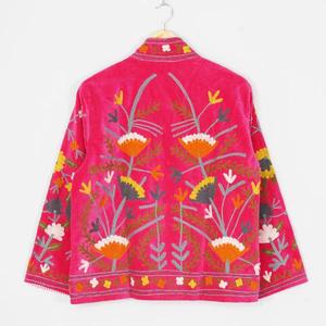 Premium Handmade <b>Women</b> <b>Velvet</b> Suzani <b>Jacket</b> Floral Embroidered Designer Boho Vintage Coat High Quality Wholesale Apparel Supply - Product Image 4
