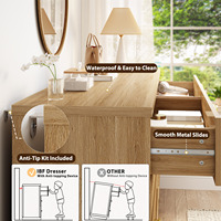 Meubles de salon modernes OEM ODM en bois et rotin, console de rangement avec 6 tiroirs, table