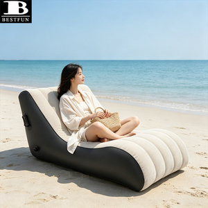 Canapé-lit gonflable confortable en forme de S, chaise longue gonflable portable en PVC floqué pour la maison, le balcon, le salon - Product Image 3