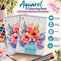 Carnet de coloriage A4 pour aquarelle, 260 g/m², 30 feuilles, reliure spirale, bloc de papier aquarelle pour peinture, dessin, fournitures artistiques, artistes