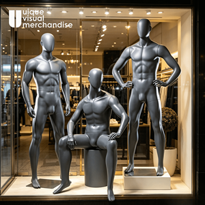 <span class=keywords><strong>Mannequin</strong></span> <span class=keywords><strong>homme</strong></span> en fibre de verre gris mat UVM, corps entier musclé, pour la présentation de vêtements de sport - Product Image 1