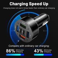 Adaptor Pengisi Daya Mobil 66W 6 Port, 4 USB + 2 USB C PD Pengisian Cepat Soket Pemantik Rokok untuk Smartphone dan Tablet