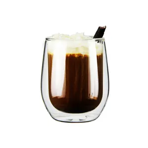 厂家批发双层玻璃隔热牛奶杯咖啡玻璃杯透明玻璃简约款式
