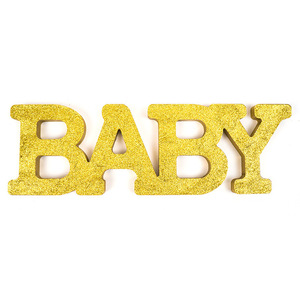 Baby One Letter Figurine MDF Gold Glitter <b>First</b> <b>Birthday</b> Party <b>Decoration</b> - Product Image 4