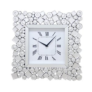 Đồng Hồ Treo Tường Phòng Khách Thiết Kế Độc Đáo, Đồng Hồ Treo Tường Tráng Gương Màu Bạc Kim Cương Sang Trọng Dành Cho Gia Đình Và Khách Sạn - Product Image 2