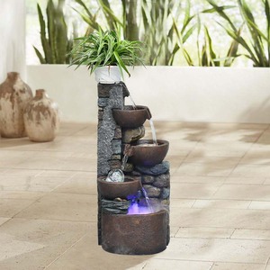 <span class=keywords><strong>Fontaine</strong></span> d'extérieur Fontaines de table à 4 bols avec un petit pot en plastique pour faire pousser <span class=keywords><strong>la</strong></span> plante <span class=keywords><strong>par</strong></span> vous-même (arrosage automatique) - Product Image 5