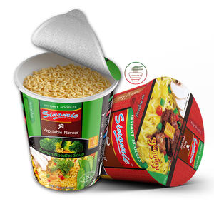 Bicchieri di plastica con Logo Logo personalizzato stampato cibo sano sapore vegetale Halal 3 tagliatelle istantanee in tazza di minite - Product Image 1