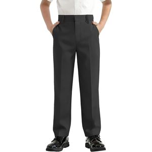 Pantalones de Vestir para Niños, Corte Recto, Cintura Ajustable, Poliéster de Peso Medio, con Bolsillos, para Niños Pequeños y Jóvenes - Product Image 1