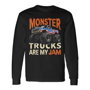 Monster Trucks Are My Jam Usa Flag - Camiseta americana de manga larga - Product Image 1