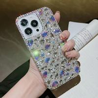 Coque de téléphone de luxe avec incrustation de strass en cristal Coque rigide Couverture complète Sparkling Bling Handmade PC Material pour iPhone