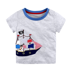 Venta al por mayor de camisetas de algodón de punto de manga corta Polos para niños Tops de verano de estilo europeo americano para niños y niñas - Product Image 6