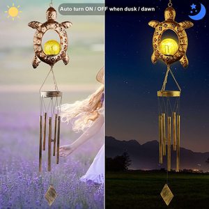 Solar Wind Chime Light Moon <b>Star</b> Sun Design Outdoor Garden Hanging Decor Waterproof <b>LED</b> Solar Powered - Product Image 2