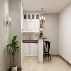 Gabinetes de Cocina de Madera Contrachapada Personalizados - Estilo Moderno Clásico, Armario Blanco con Barra, Muebles Elegantes para Cocina - Product Image 6