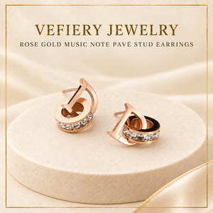 Wholesale Vintage <b>Rose</b> <b>Gold</b> Music Note Flower <b>Stud</b> <b>Earrings</b> Stainless Steel <b>Gold</b> Plated Party Fashion Jewelry - Product Image 1
