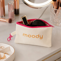 Petite pochette de rangement en coton vierge avec fermeture éclair, sac de transport en toile pour cosmétiques, baume à lèvres, beurre corporel, idéal pour les voyages