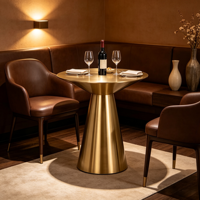 Table d'appoint/conique moderne en métal, finition métal brossé, options or/argent pour hall d'hôtel, salon, café