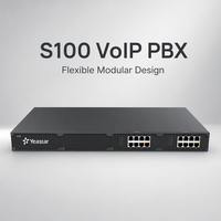 Yeastar S100 - Sistema de Telefonía IP PBX Híbrido Escalable, Analógico, GSM, VoIP, SIP, 16 Líneas, 100 Usuarios, Integración con CRM para Hoteles y Centros de Llamadas