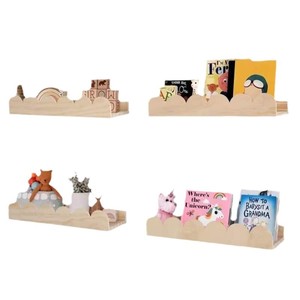 <b>Wall</b> <b>Mounted</b> Storage <b>Shelf</b> For Children's Room Solid Wood Floating Rack Rectangle Shape Screw Embedded Installation - Product Image 5