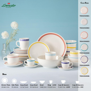 Vaisselle en céramique moderne à lignes simples peintes à la main, lignes violettes mignonnes, directement de l'usine, durable, en porcelaine émaillée, assiettes pour dîner - Product Image 6