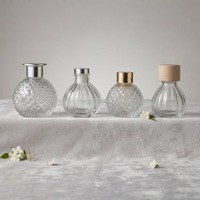 Flacon diffuseur de parfum en verre transparent de luxe, 100ml, 110ml, 150ml, 200ml, avec texture gaufrée, vide, pour arômes et parfums