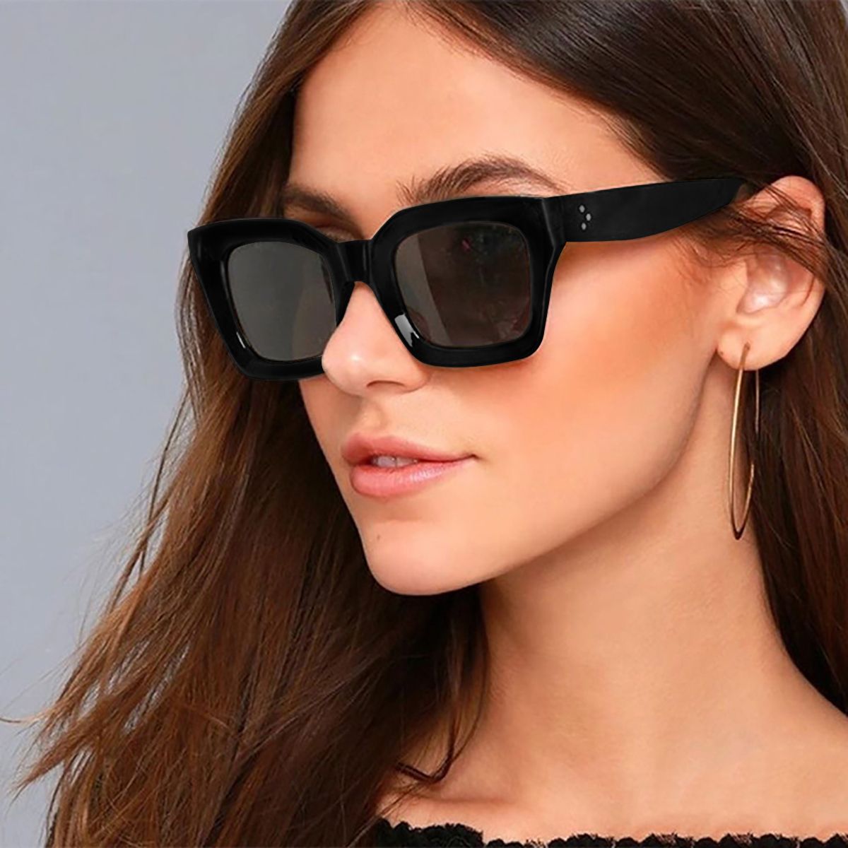 Retro Small Square Frame Sunglasses with UV400 Protection YAMEIZE Vintage Rectangle Sunglasses - Small Square Frame  main image 2