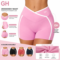 Shorts de yoga GH personnalisés avec logo, taille élastique en V, sensation seconde peau, respirants, anti-transpiration, grandes tailles pour femmes