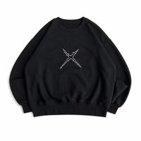 Sweat-shirt à col rond en polaire noir pour homme, coupe ample, épaules tombantes, impression personnalisée, vente en gros, directement de l'usine