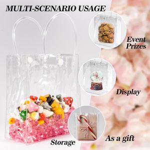 Sacs à main en PVC transparent épaissi de 360 m, sacs de shopping portables pour célébrités, sacs cadeaux en plastique transparent avec poignées - Product Image 5