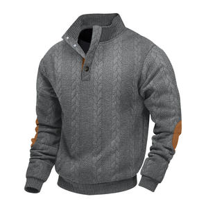 Pull en maille à col montant boutonné pour homme, manches longues, décontracté, épais, anti-boulochage, idéal pour les loisirs - Product Image 3